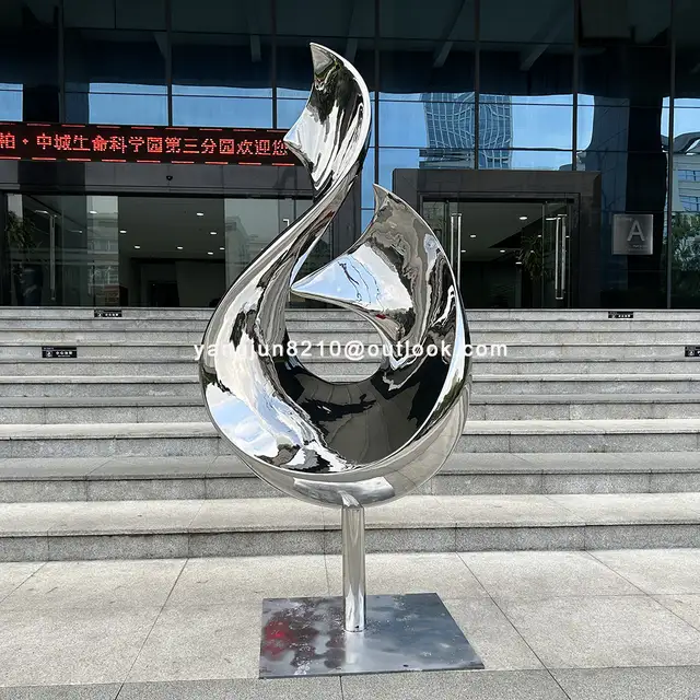 Taiwan Province Famous designer Outdoor square garden courtyardsteel stainless Decoration sculpture in close view