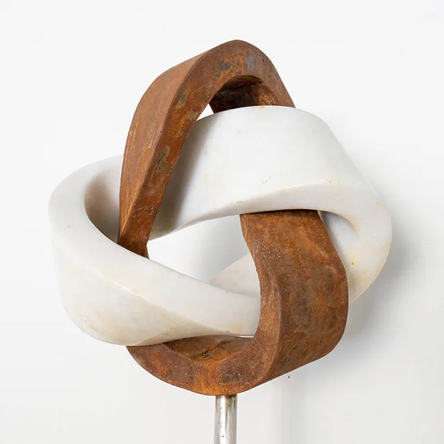 50cm Luxury interior decoration corten steel + marble sculpture seen from another angle