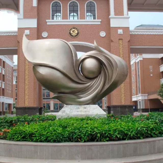 Large outdoor campus theme abstract stainless steel sculpture