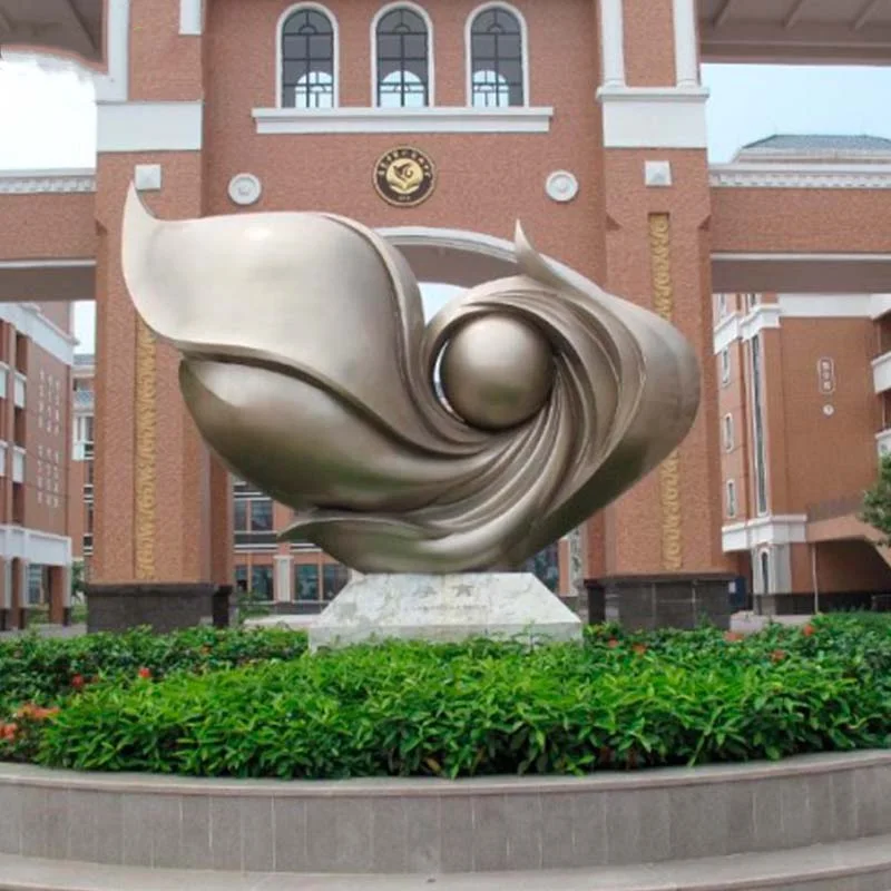 Large outdoor campus theme abstract stainless steel sculpture