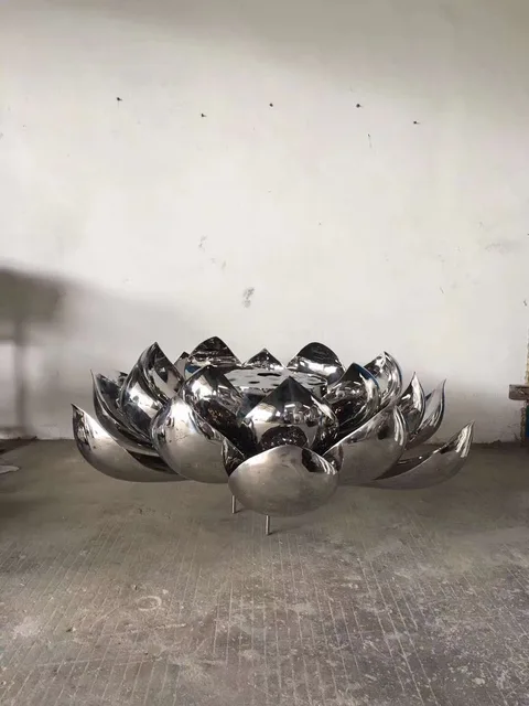 Stainless Steel Modern Pond Metal Lotus Sculpture