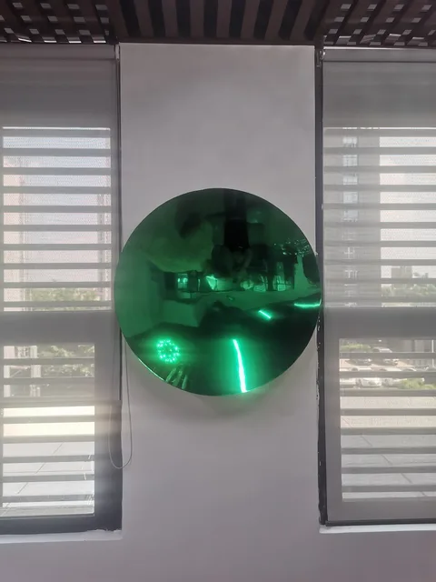 48″Home Decoration Metal circular concave mirror Stainless Steel Wall Sculpture in close view