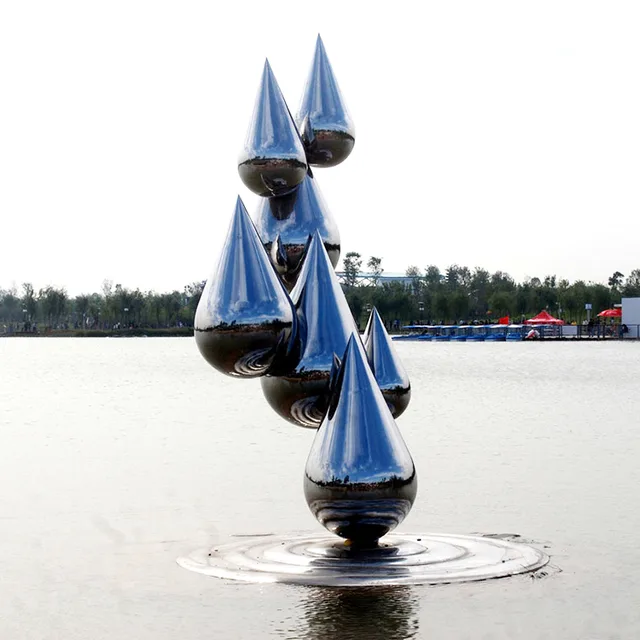 Large stainless steel sculpture—Water droplets