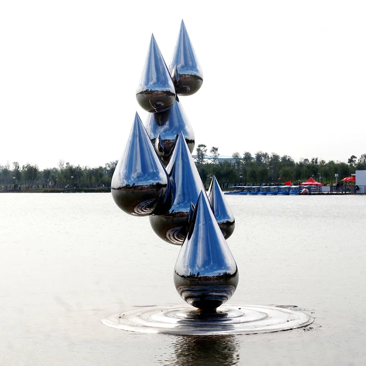 Large stainless steel sculpture—Water droplets