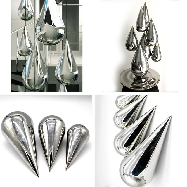 Indoor Hotel Ceiling Decoration Stainless Steel Water Drop Sculpture from the side