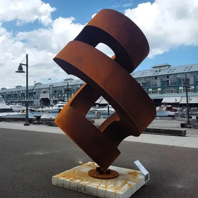 Large Outdoor Garden Square Corten Steel Abstract Sculpture