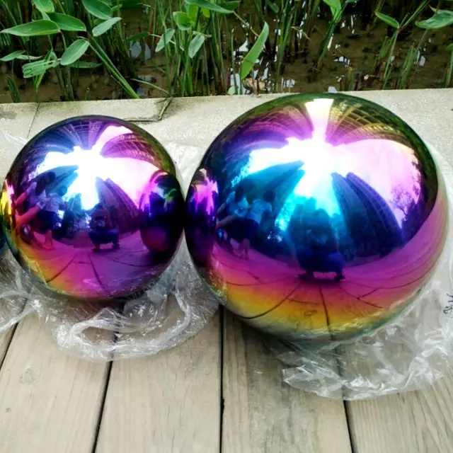 Large metal sphere Stainless steel colorful Sphere in close view
