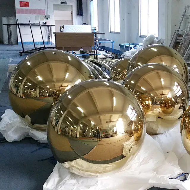 Large metal sphere Stainless steel colorful Sphere shown in its setting