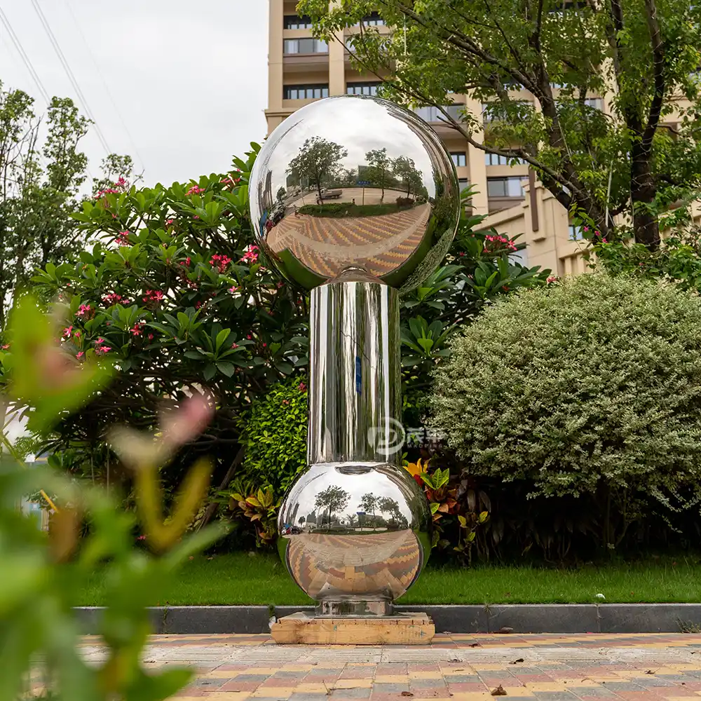 Mirror Polished Metal Ball Statue Outdoor Garden Modern Abstract Stainless Steel Sculpture MP-O0031