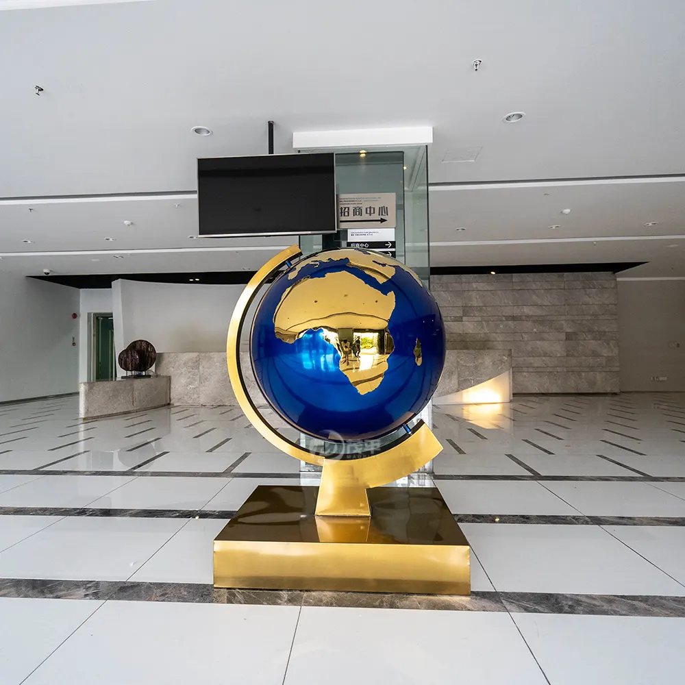 Luxury Interior Accessory Colorful Rotating Stainless Steel Globe Sculpture For Home Hotel Office Decorations MP-I0002