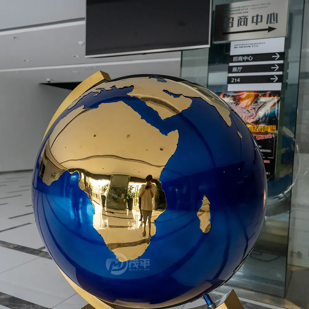 Luxury Interior Accessory Colorful Rotating Stainless Steel Globe Sculpture For Home Hotel Office Decorations MP-I0002
