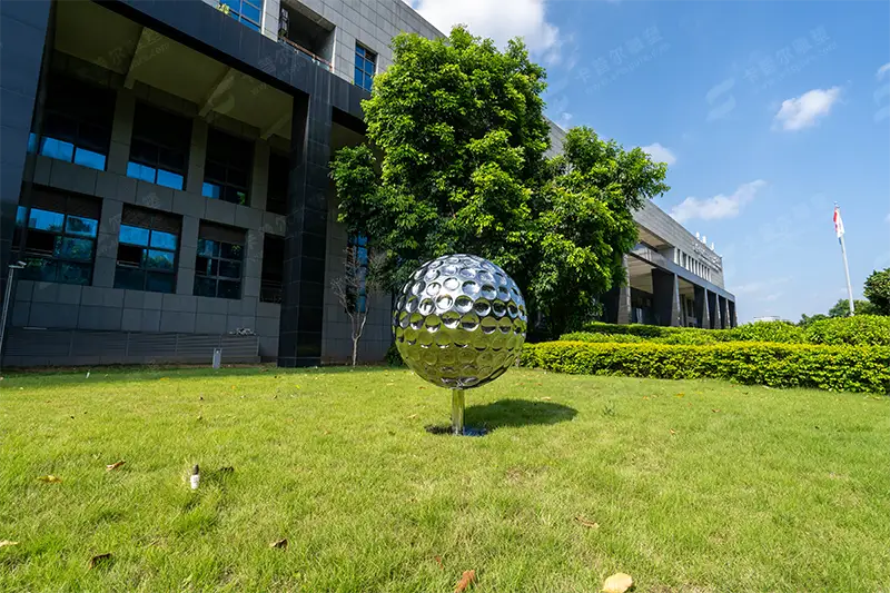 90cm Stainless Steel Golf Ball Sculpture | Mirror Polished Modern Metal Artwork for Interior & Outdoor Décor