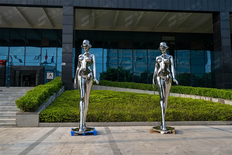 304 Stainless Steel Ball Beauty Female Robot Sculpture Statue MP-H0001