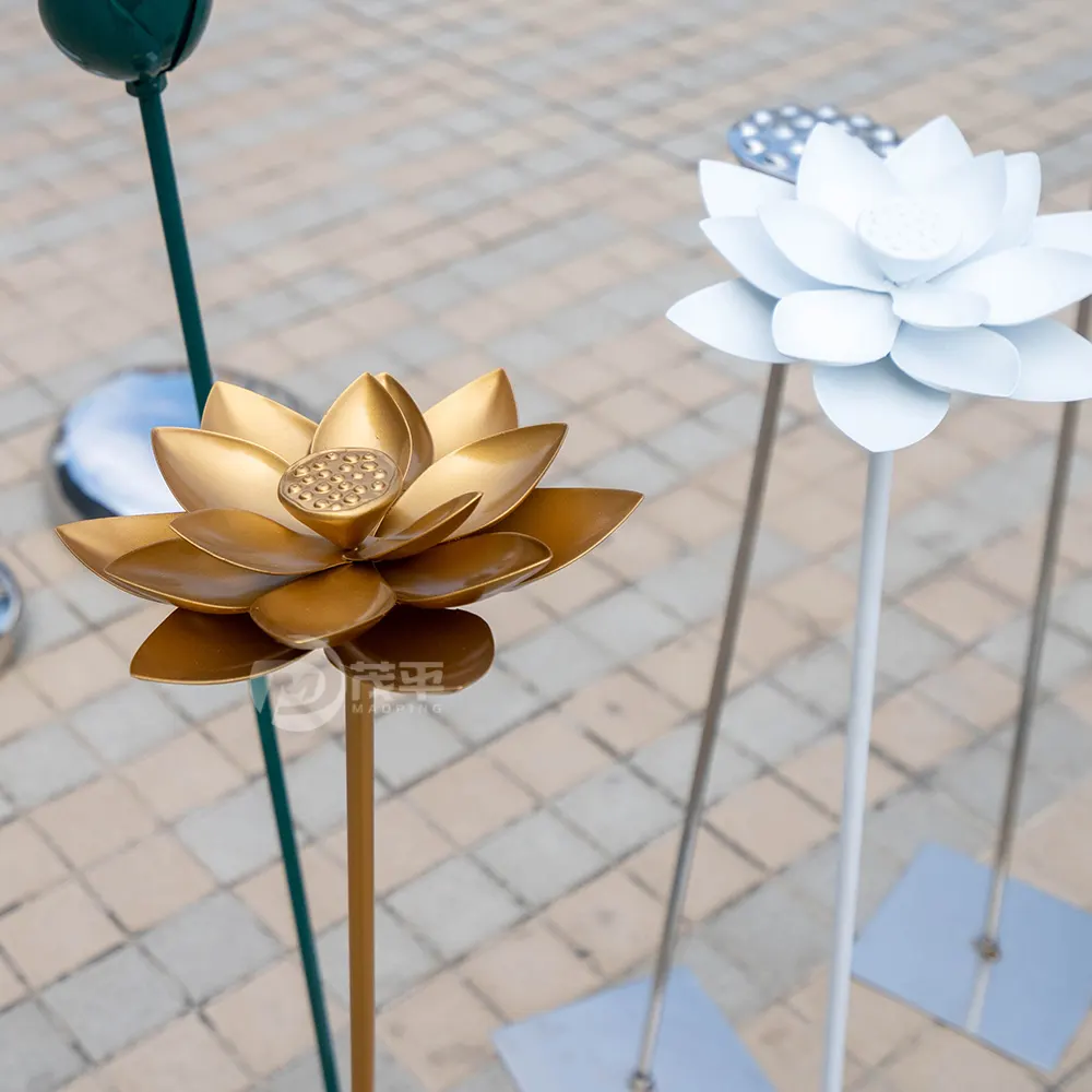 Garden Pool Decoration Stainless Steel Lotus Sculpture Flower Metal Sculpture-MP-O0016