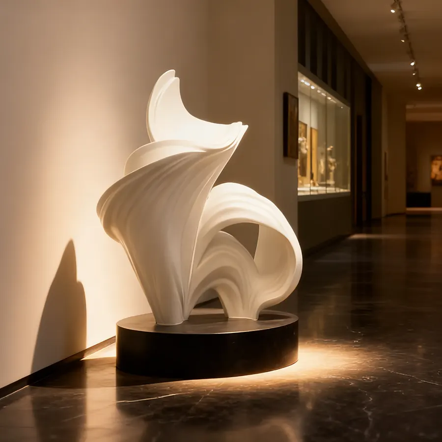 Modern White Fiberglass Sculpture for Luxury Interior Decor | Custom Abstract Art
