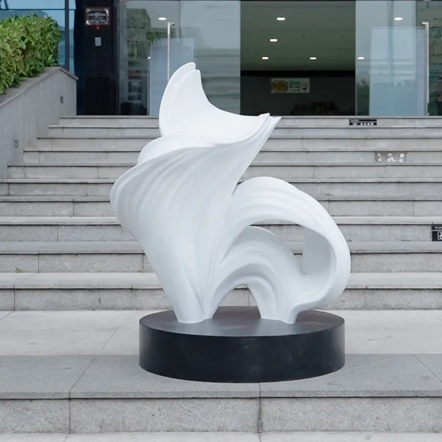 Modern White Fiberglass Sculpture for Luxury Interior Decor | Custom Abstract Art