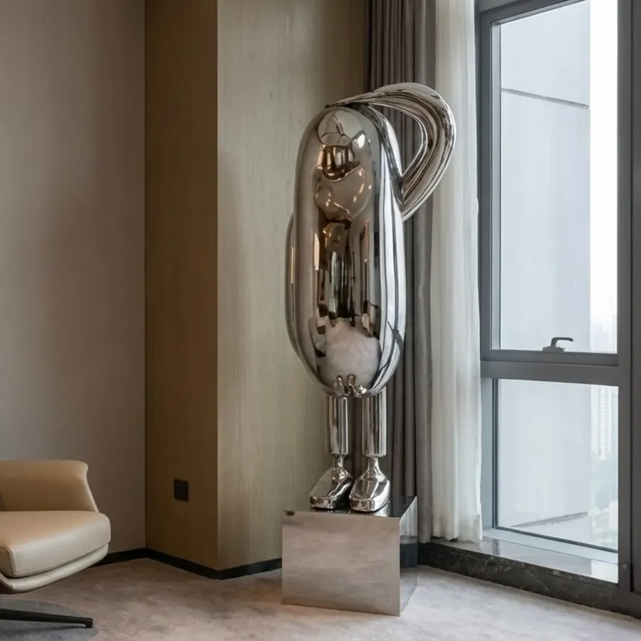Modern Stainless Steel Abstract Human Sculpture for Luxury Interior Decor