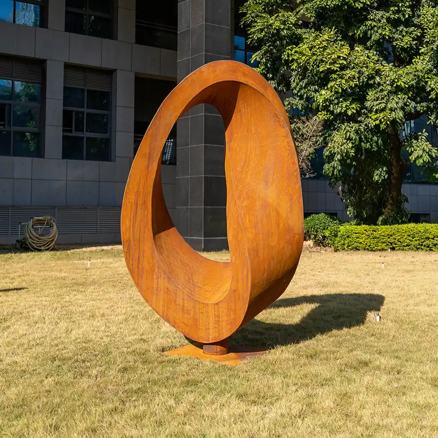 Corten Steel Abstract Ring Sculpture for Outdoor Landscape & Public Art