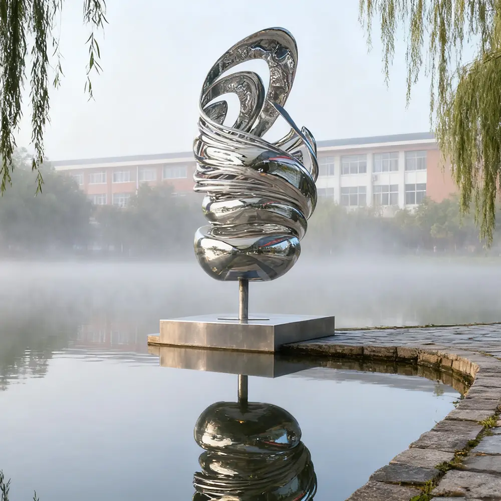 2.5m Stainless Steel Abstract Sculpture | Modern Outdoor & Interior Art Installation