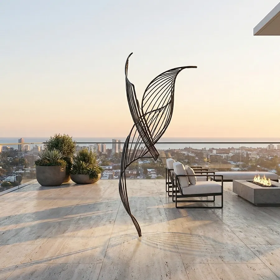 Abstract Stainless Steel Ribbon Sculpture for Interior Decor | Modern Metal Art Installation