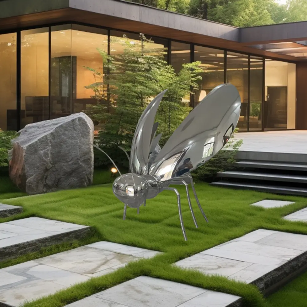Stainless Steel Bee Sculpture Home Decoration Garden Decor Pendants Yard