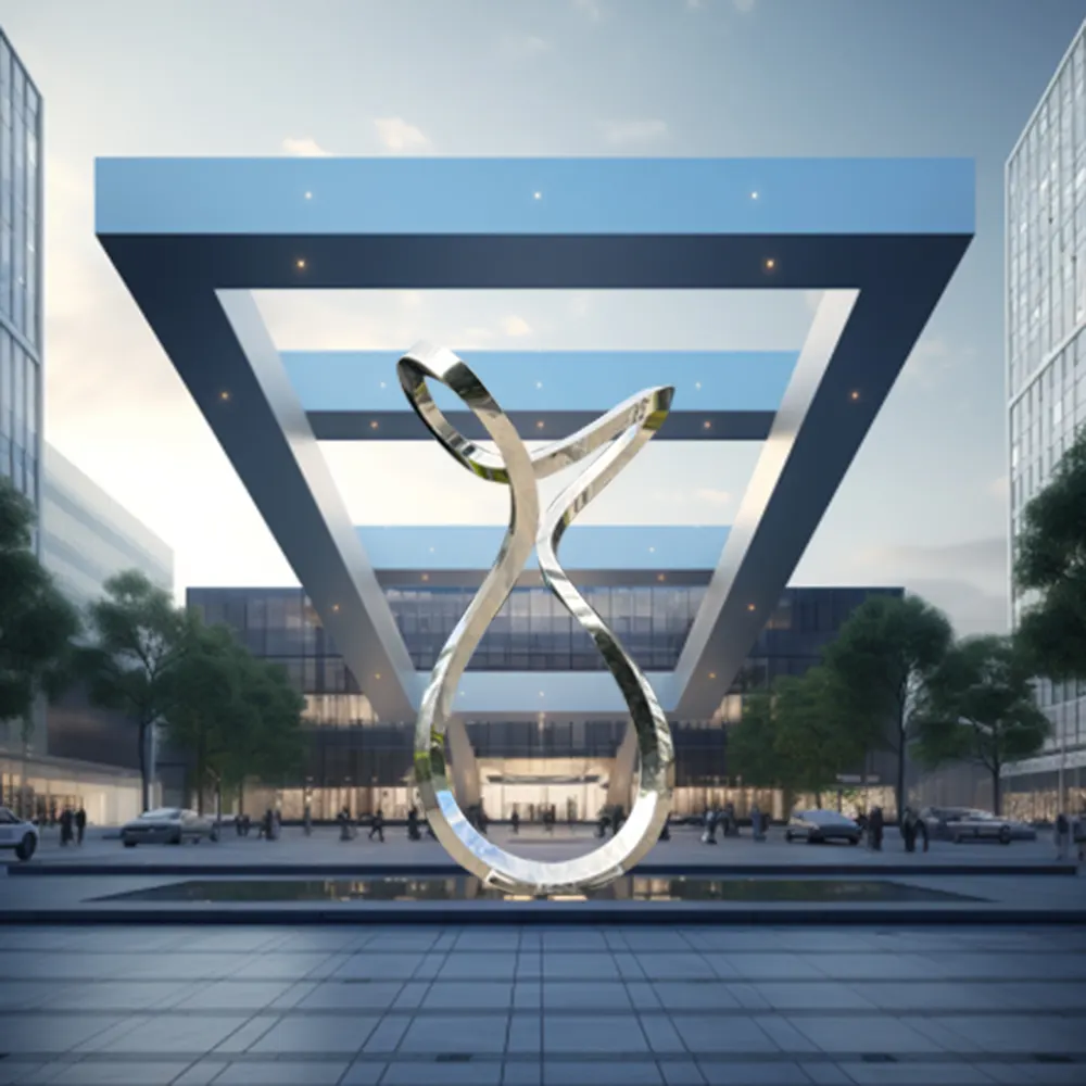Large stainless steel twist sculpture for building square decoration