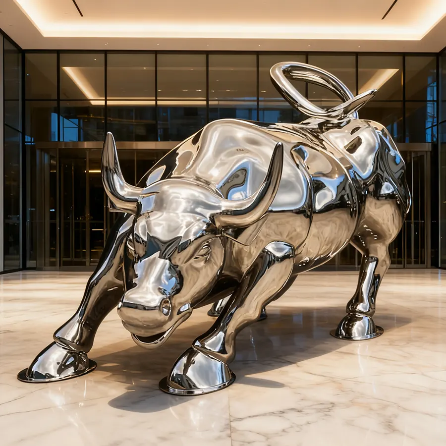 Modern Charging Bull Artwork for Outdoor & Corporate Decoration