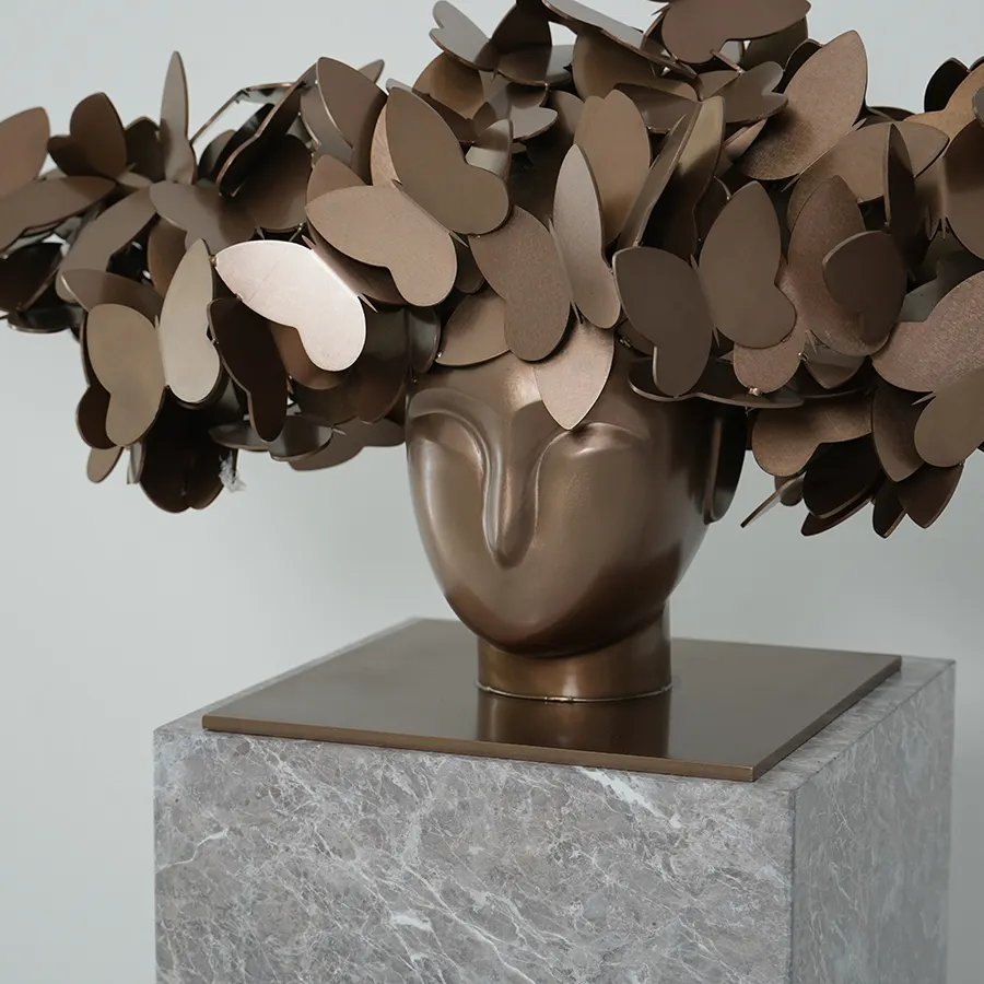Stainless Steel Butterfly Head Sculpture for Interior Décor
