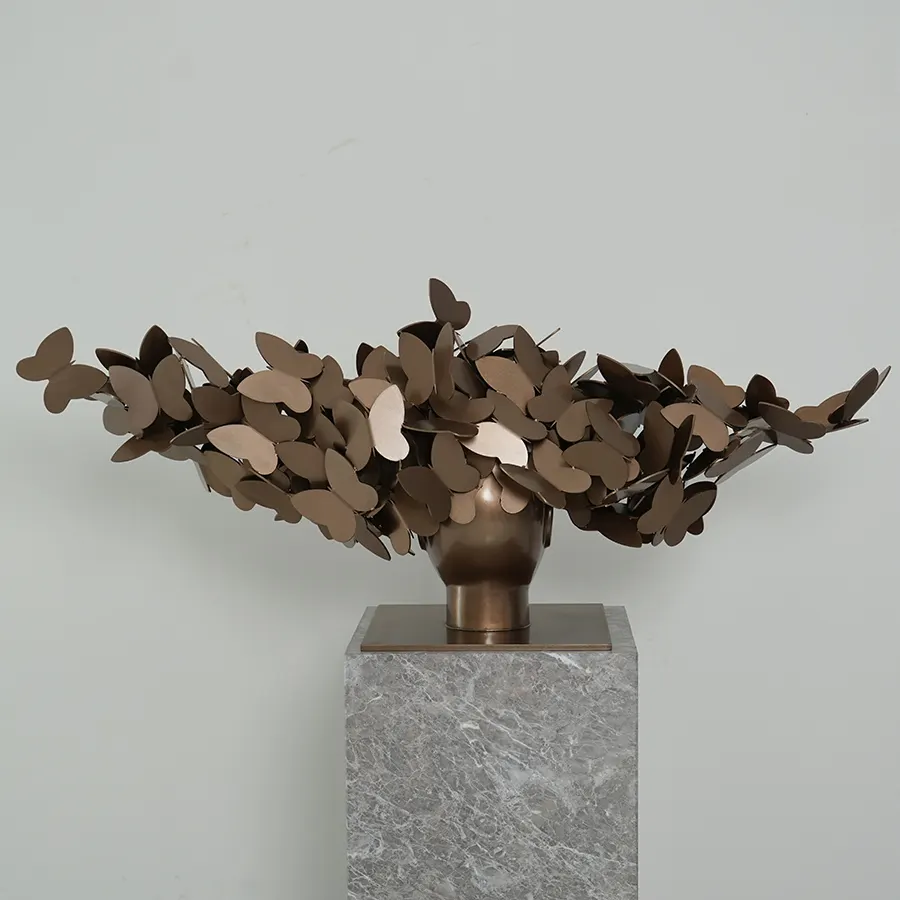 Stainless Steel Butterfly Head Sculpture for Interior Décor
