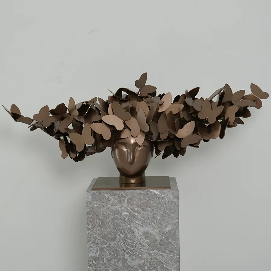 Stainless Steel Butterfly Head Sculpture for Interior Décor