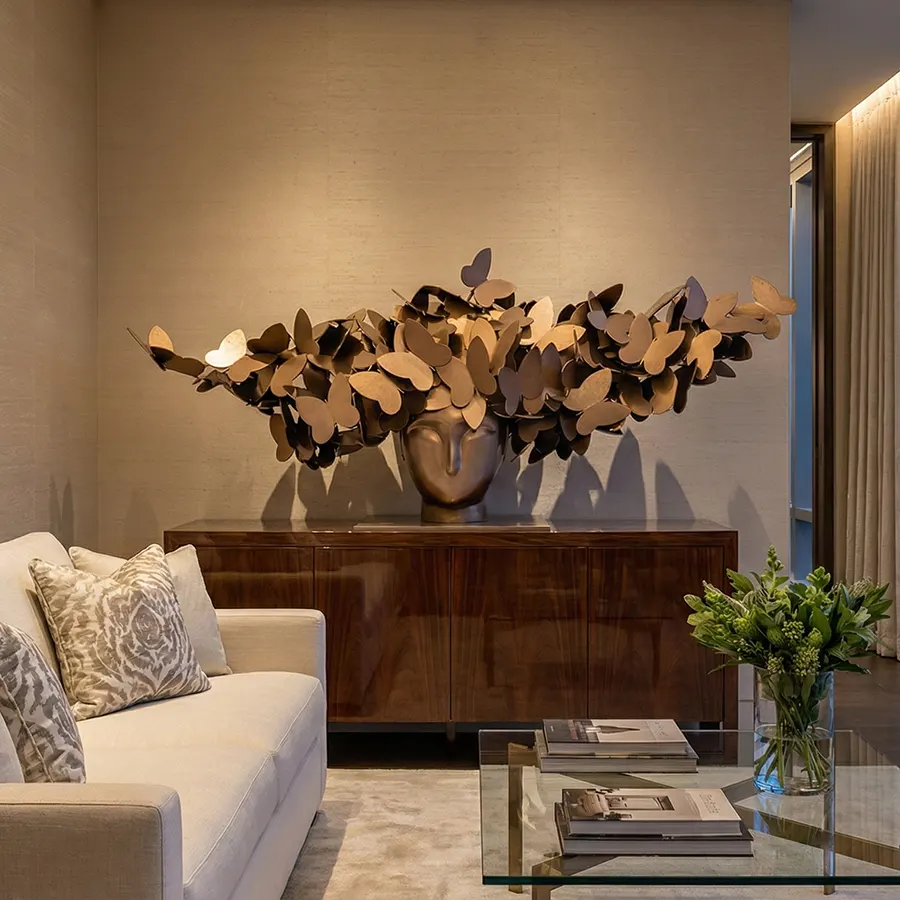 Stainless Steel Butterfly Head Sculpture for Interior Décor