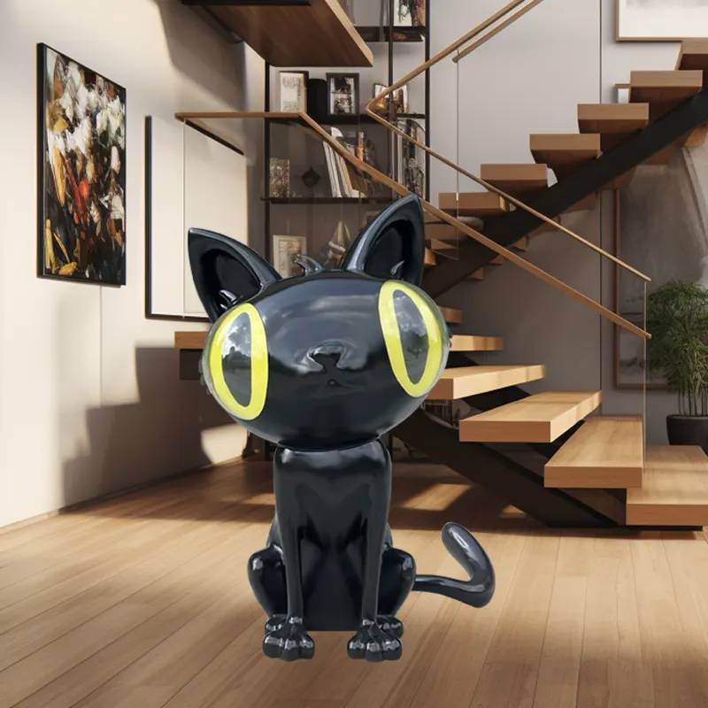 Large Fiberglass Cat Sculpture For Interior Decoration
