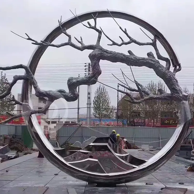 Modern Outdoor Garden Metal Art Statue Stainless Steel Large Circle Sculpture MP-O0143