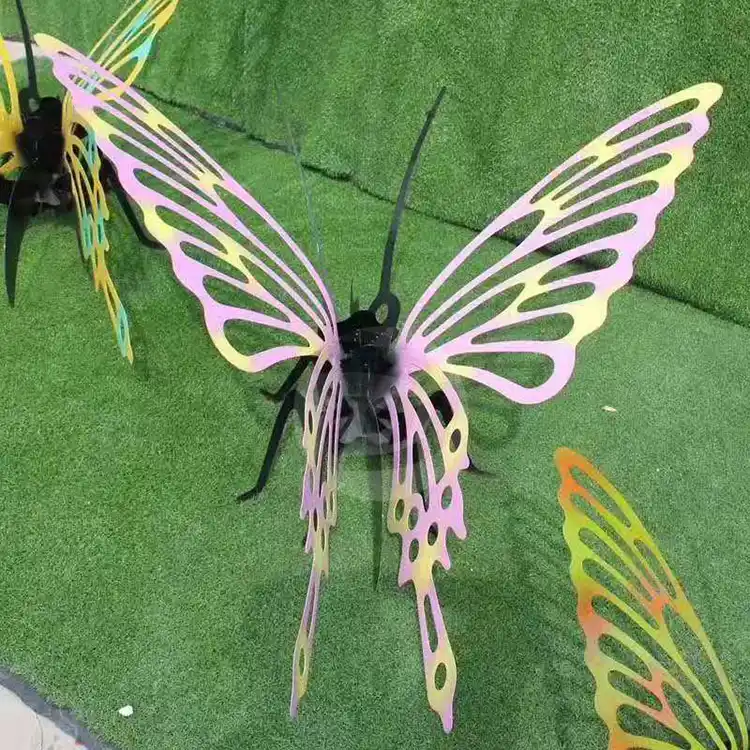 Creative stainless steel animal sculpture colorful butterfly sculpture lawn decoration MP-O0105