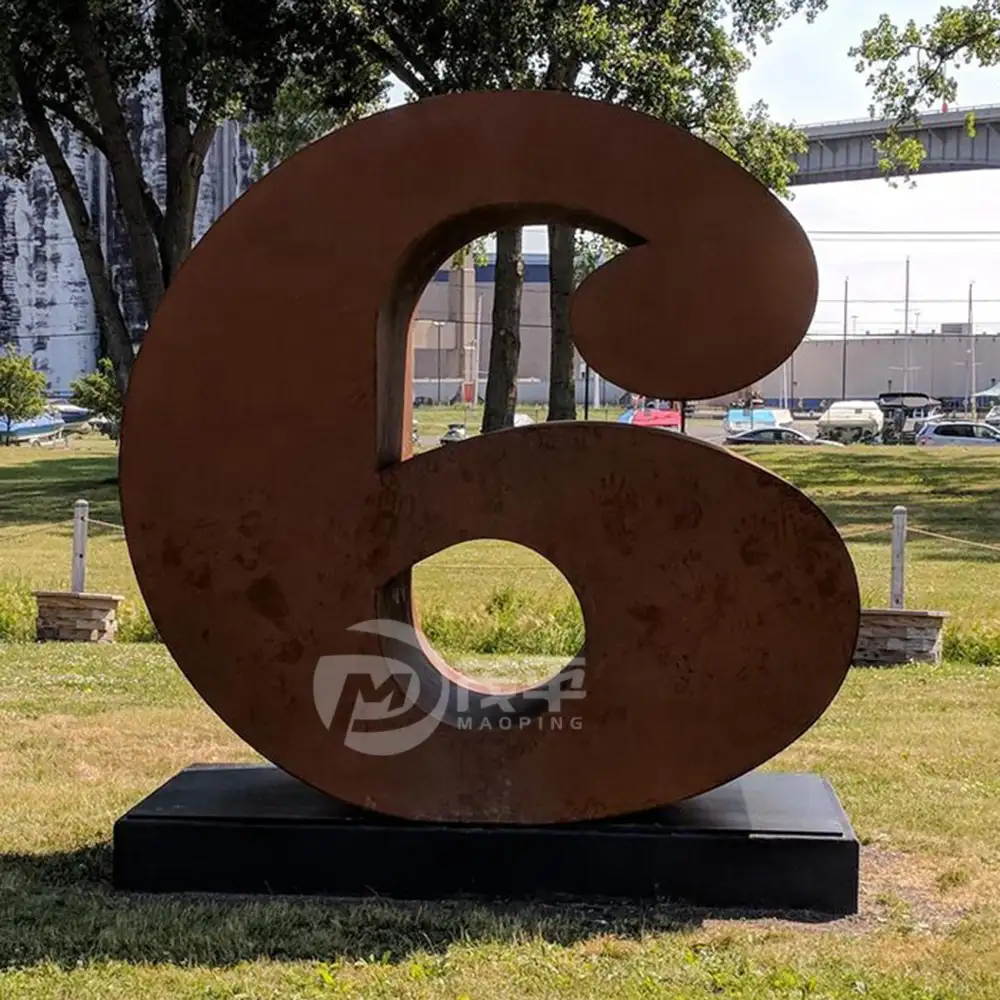 Creative large outdoor landscape sculpture corten steel number shape sculpture garden decoration MP-O0067