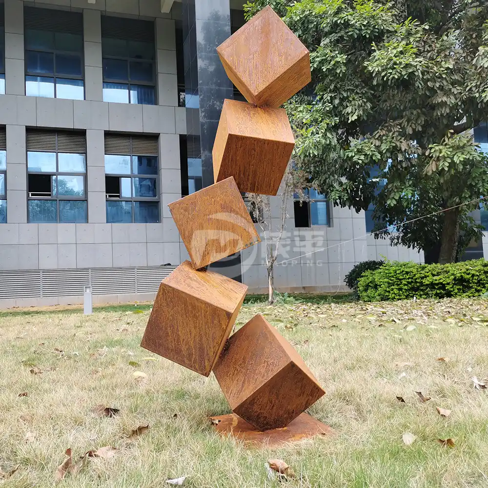 Outdoor Garden decorataion Corten Steel Cube Sculpture MP-O0066