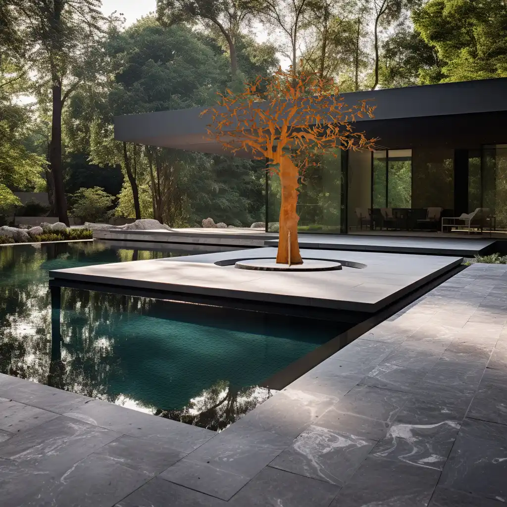 Creative corten steel tree sculpture for yard decoration