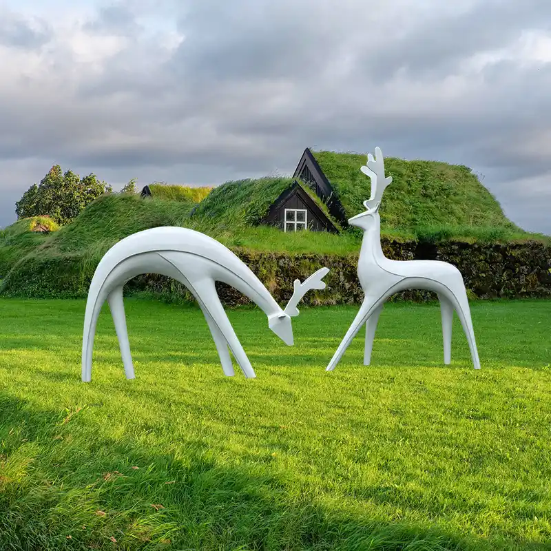 Garden decoration simple stainless Steel deer sculpture outdoor landscape animal sculpture MP-O0078