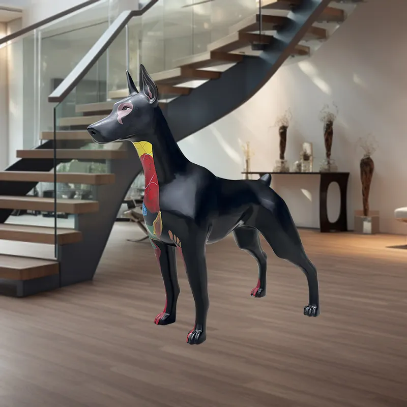 Resin Doberman Sculpture For Living Room Decoration