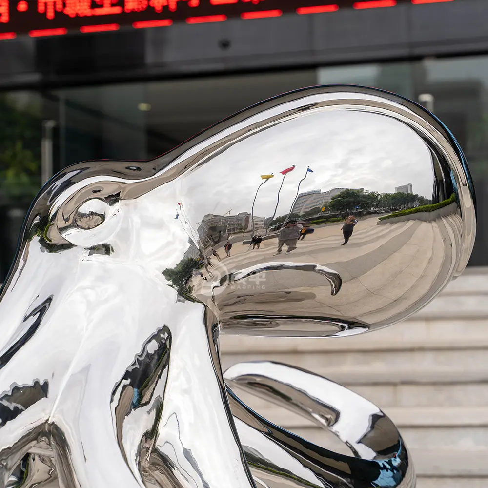 Stainless Steel Octopus Sculpture for Hotel Entrance | Luxury Metal Art