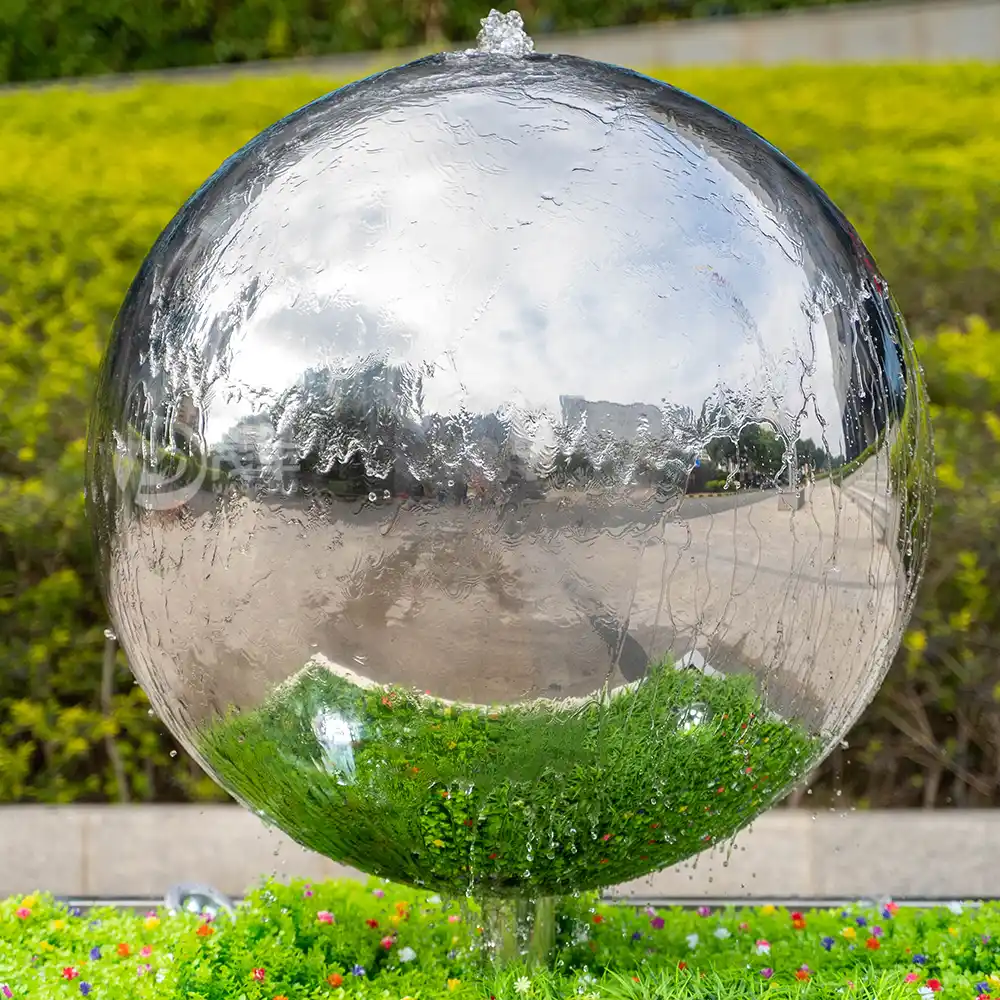Stainless Steel Sphere Fountain Sculpture | Modern Pool Water Feature for Luxury Outdoor Decor
