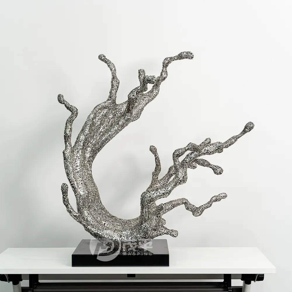 Creative Hollow Stainless Steel Wave Sculpture Abstract Thousand Character Statue Garden Plaza Decoration MP-I0016