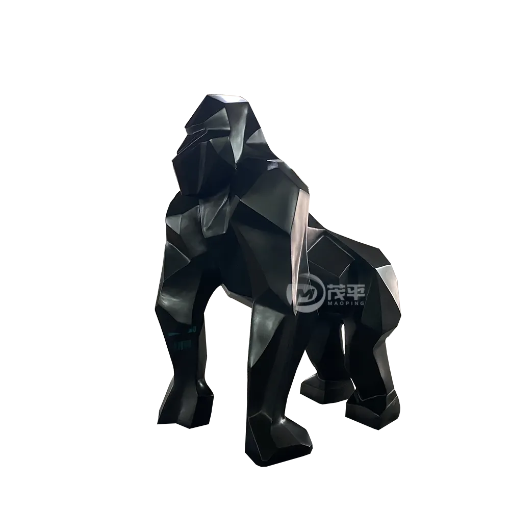 Modern Animal Metal Craft Outdoor Stainless Steel Chimpanzee Sculpture Garden Decoration MP-O0024