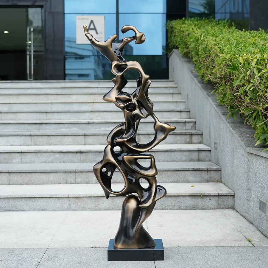 Fiberglass Abstract Sculpture | Modern Bronze Art Piece for Hotel & Interior Decoration