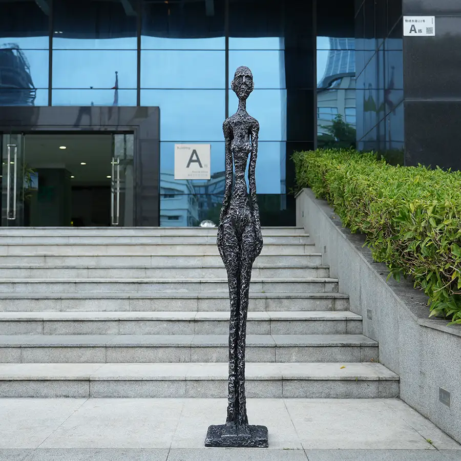 Fiberglass Abstract Human Sculpture — Modern Black Art Statue for Interior Decoration