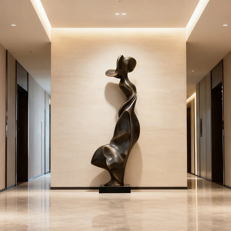 Fiberglass Abstract Sculpture | Bronze Modern Art Decor for Luxury Interiors