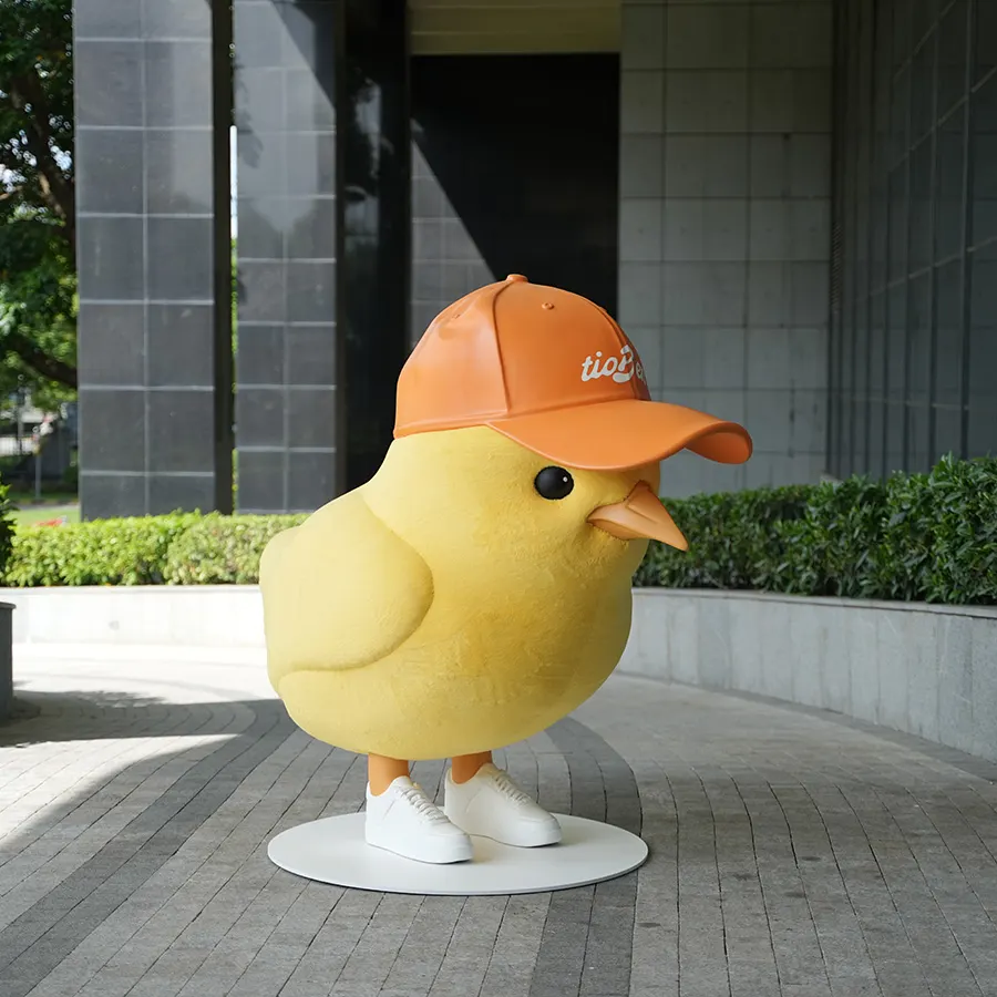Fiberglass Chick Sculpture | 3D Cartoon Bird Statue for Café, Mall & Outdoor Decoration