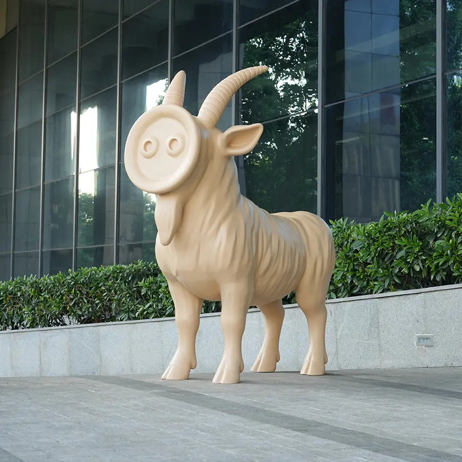 Modern Fiberglass Animal Sculpture for Interior Decor – Contemporary Goat Art Statue