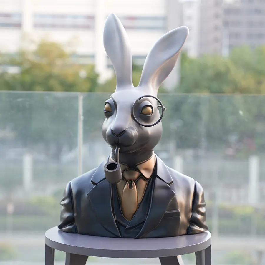 Luxury Fiberglass Rabbit Wall Sculpture – Modern Animal Wall Art for Interior Decor