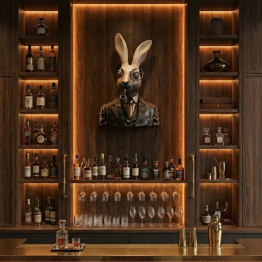 Luxury Fiberglass Rabbit Wall Sculpture – Modern Animal Wall Art for Interior Decor